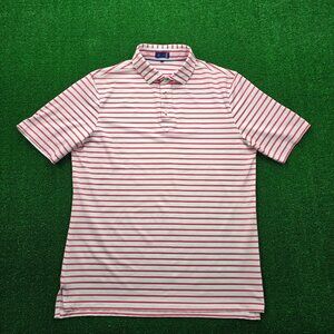 Stitch Polo Shirt Mens Medium/Large White Striped Preppy Summer Casual Golf‎